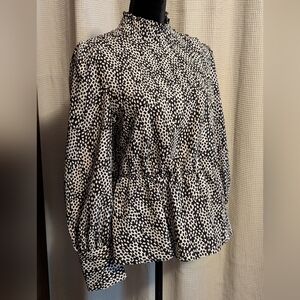 Who What Wear Black & White Medium Women's Long Sleeve Blouse